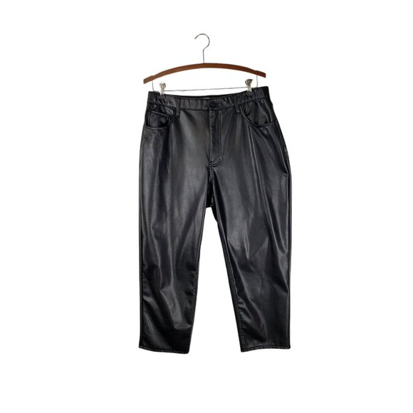 Abercrombie Curve Love Ankle Straight Ultra High Rise Vegan Leather Pants 32/14S - Picture 1 of 9